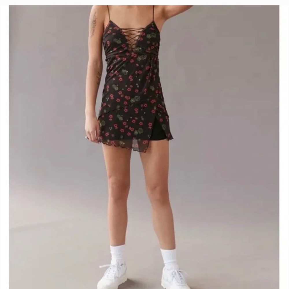 Urban Outfitters Bright Side Lace-Up Mini Dress